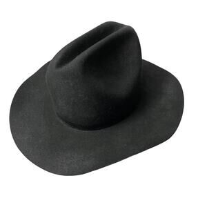 Sheplers Western Hat Size 7 Black Dynafelt Fur Felt Cowboy Ranch Pinched USA